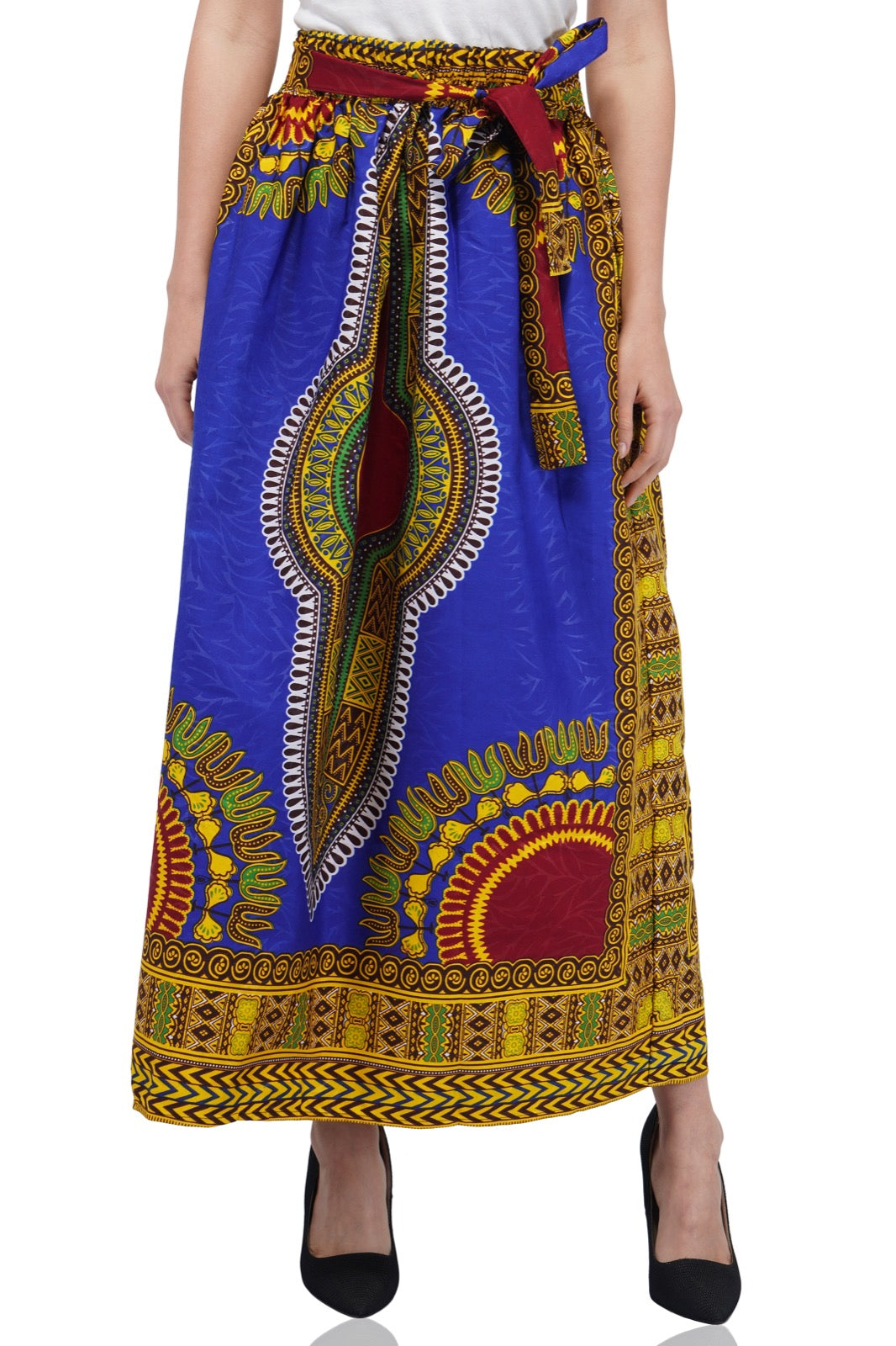 Blue Dashiki Long Two Panel Skirt