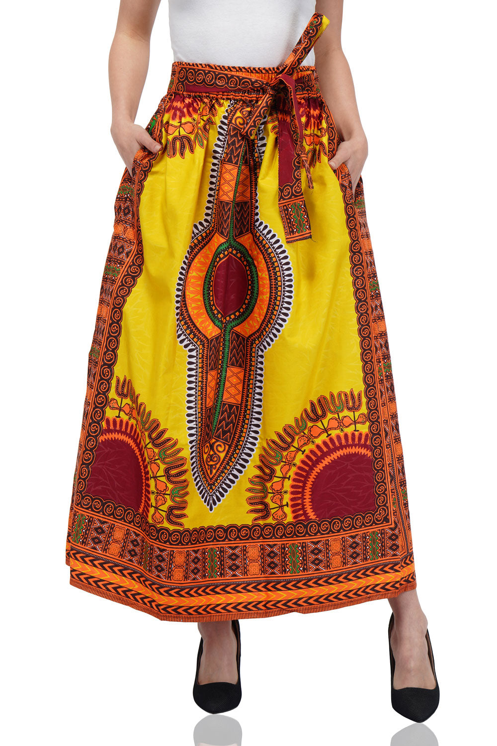 Yellow Dashiki Long Two Panel Skirt