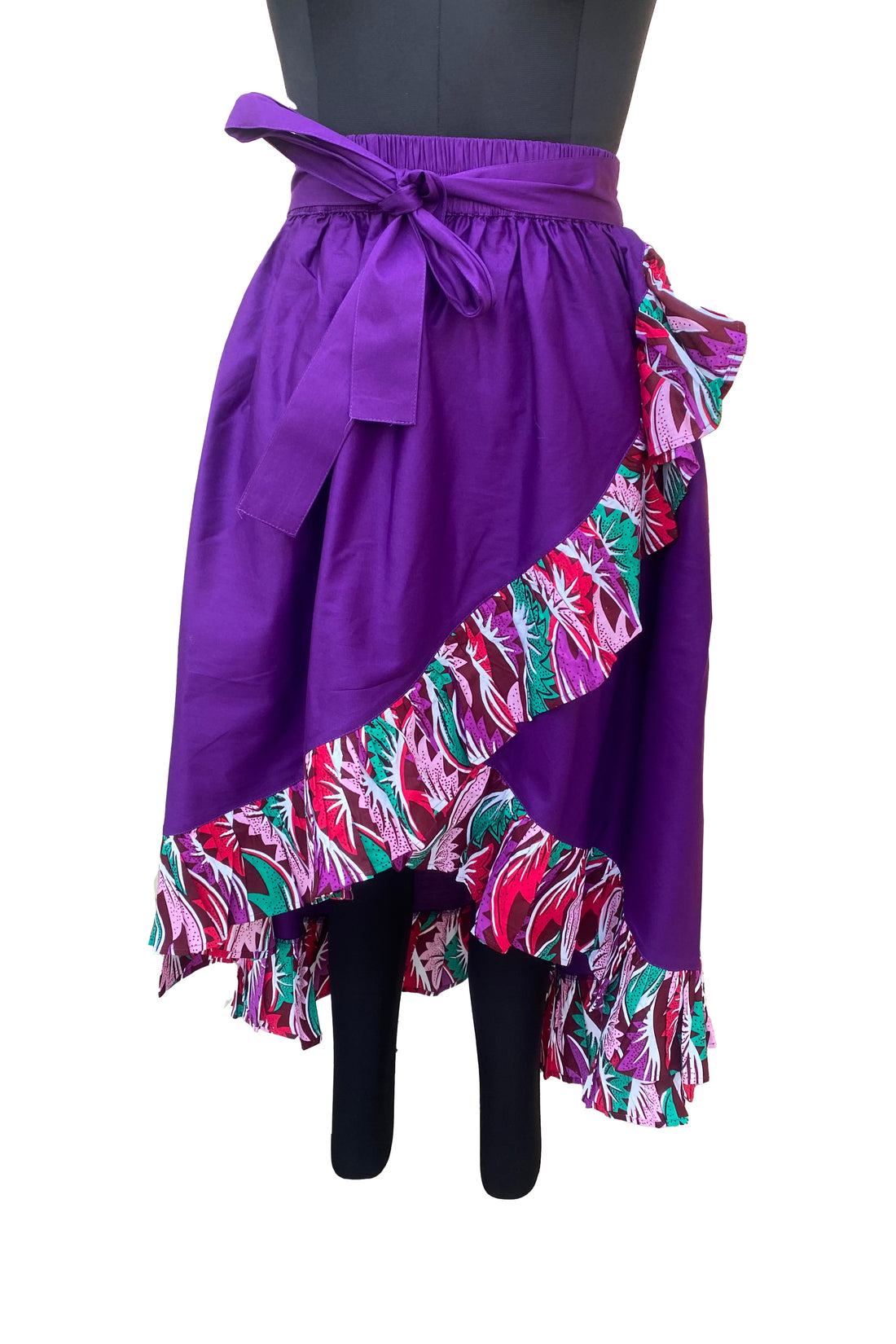 African Trim High Low Ruffled Skirt