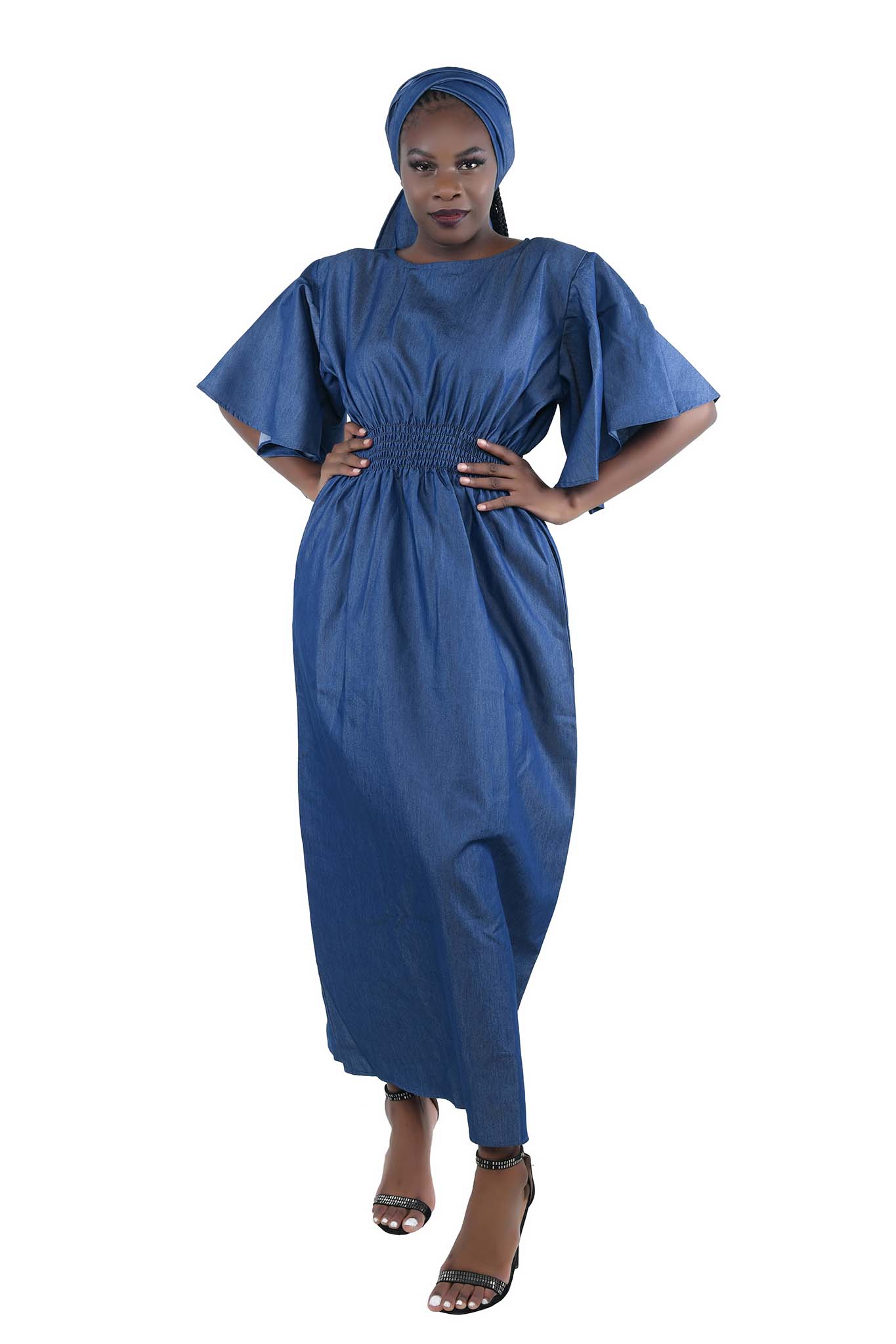 Blue Denim Long Maxi Dress
