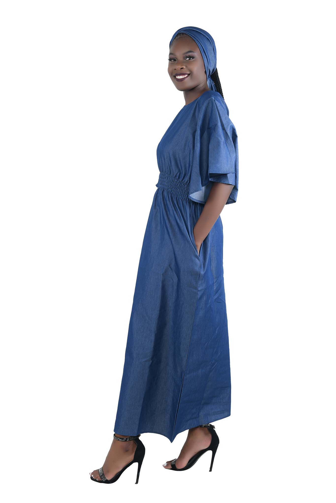 Blue Denim Long Maxi Dress