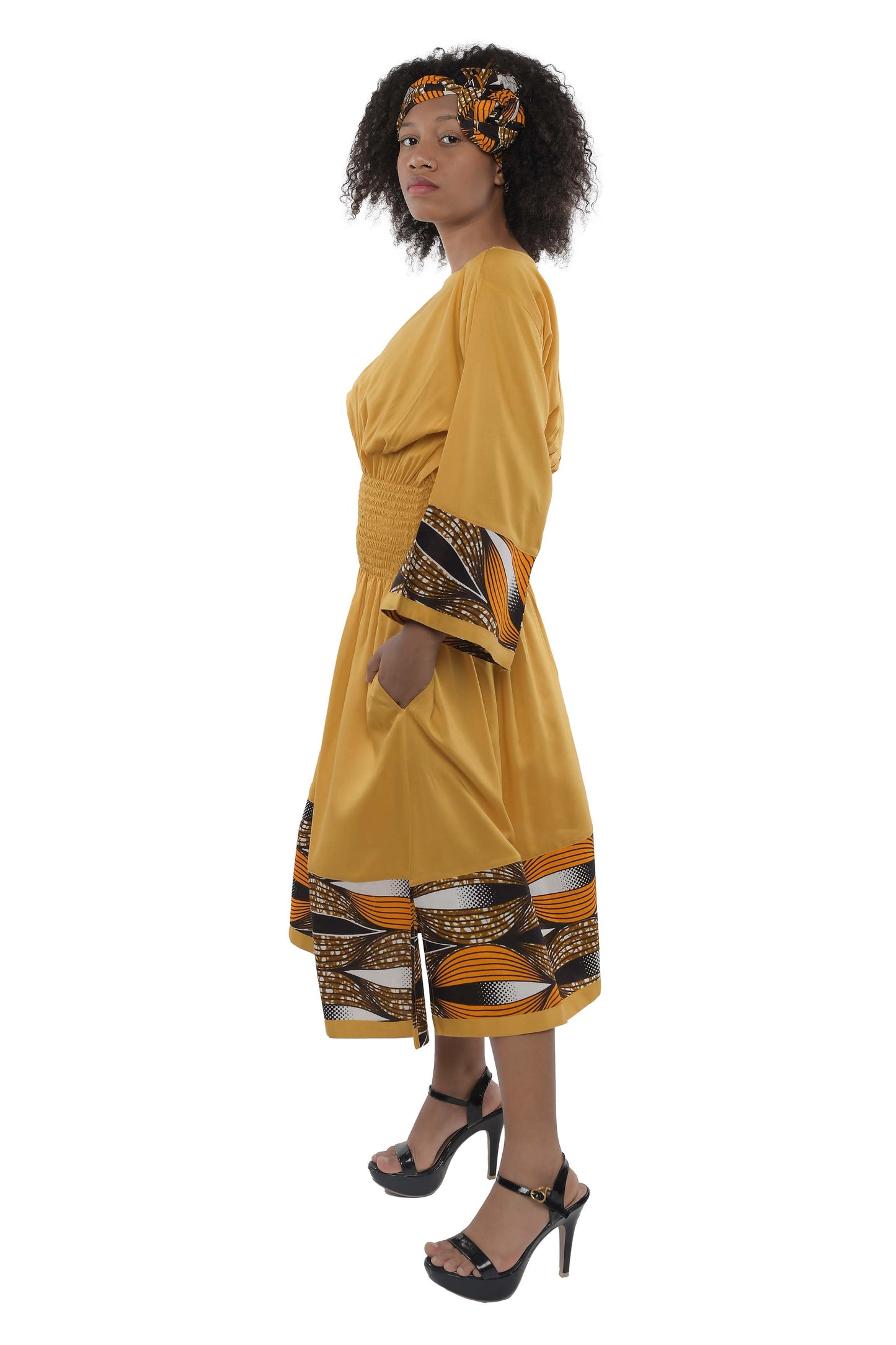 African Trim Midi Dress