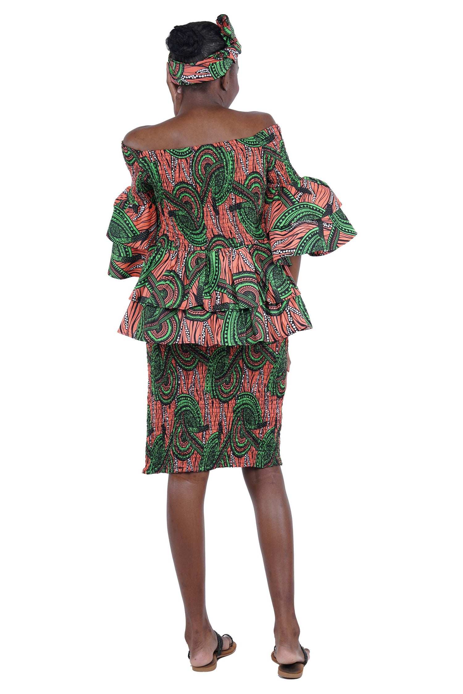African Double Layer Top &amp; Pencil Skirt Set