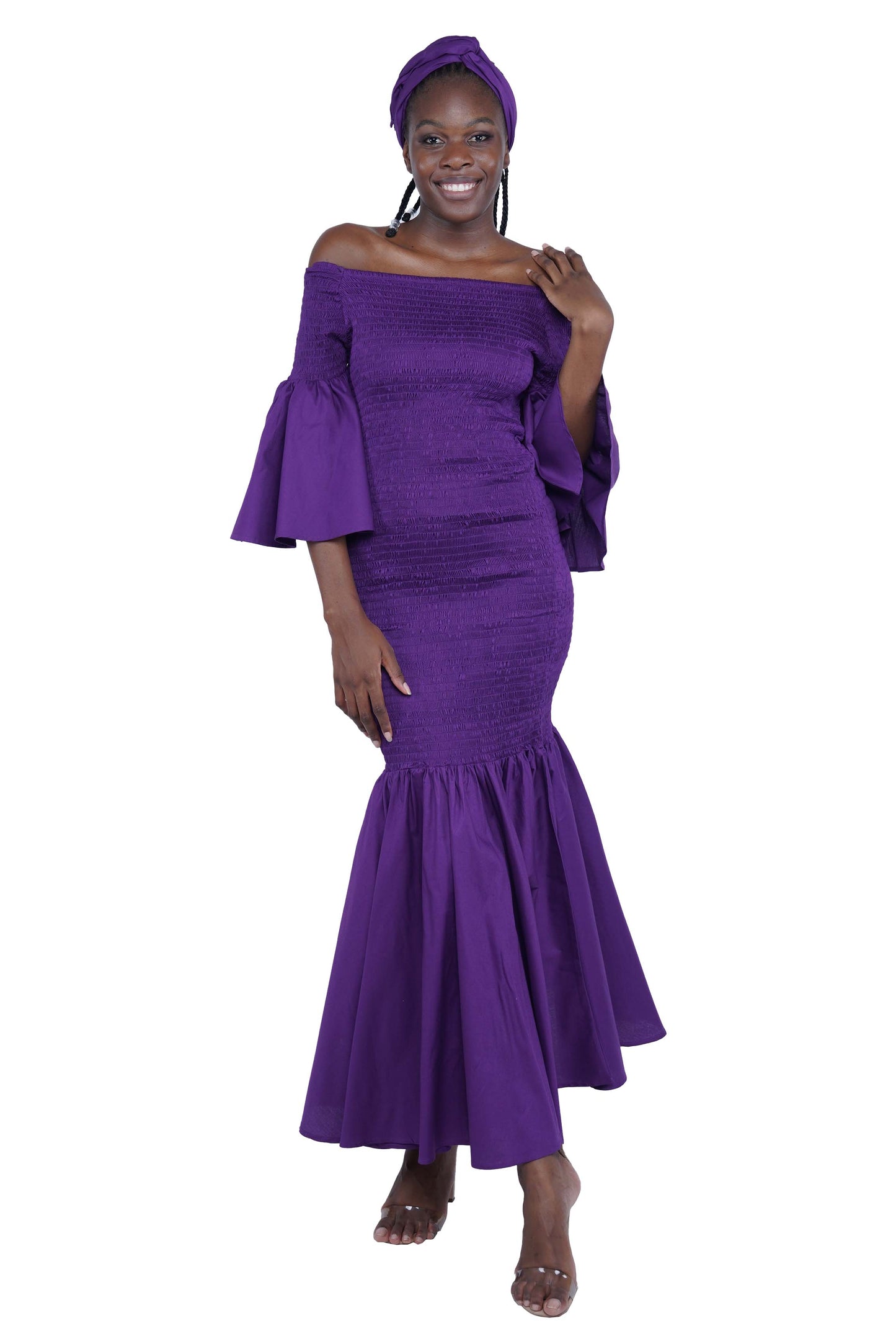 Purple Long Smocked Mermaid/Fish Tail Dress