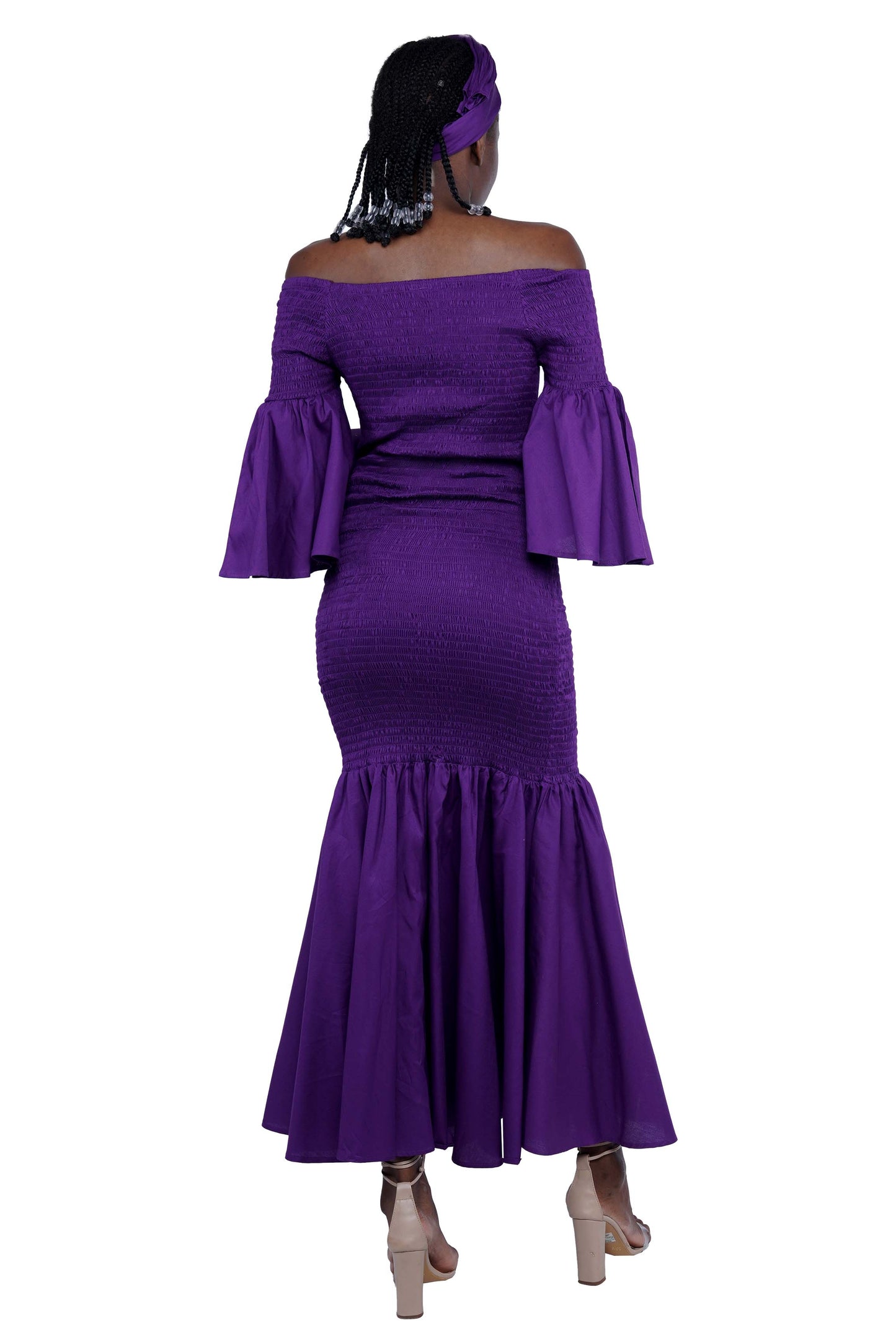 Purple Long Smocked Mermaid/Fish Tail Dress