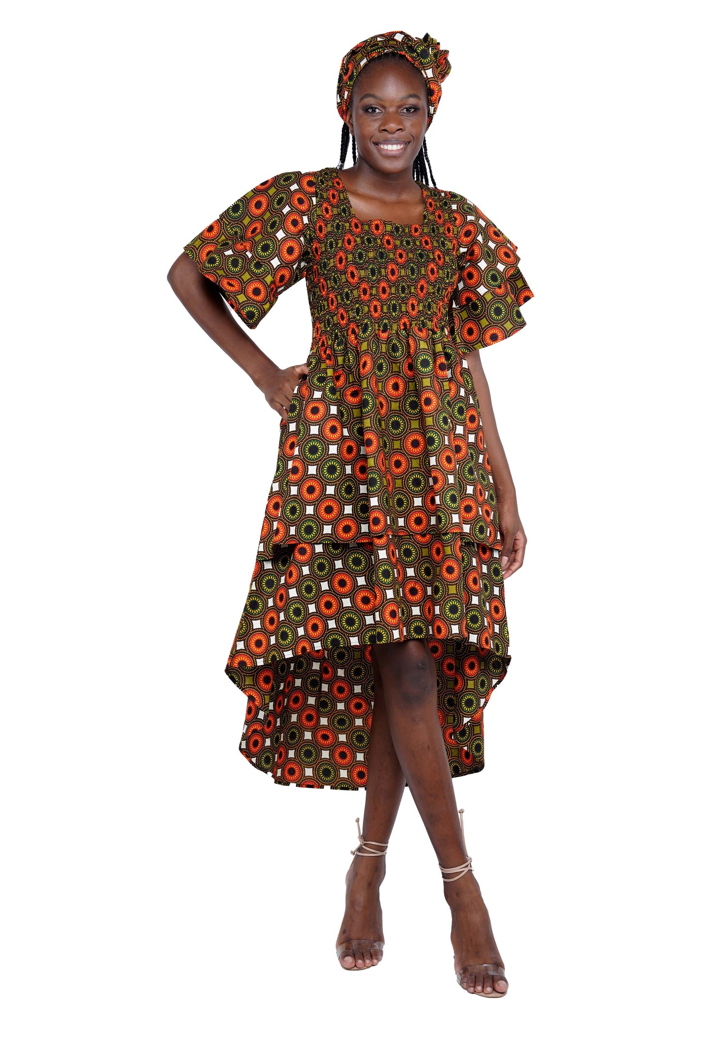 African Tiered High Low Dress