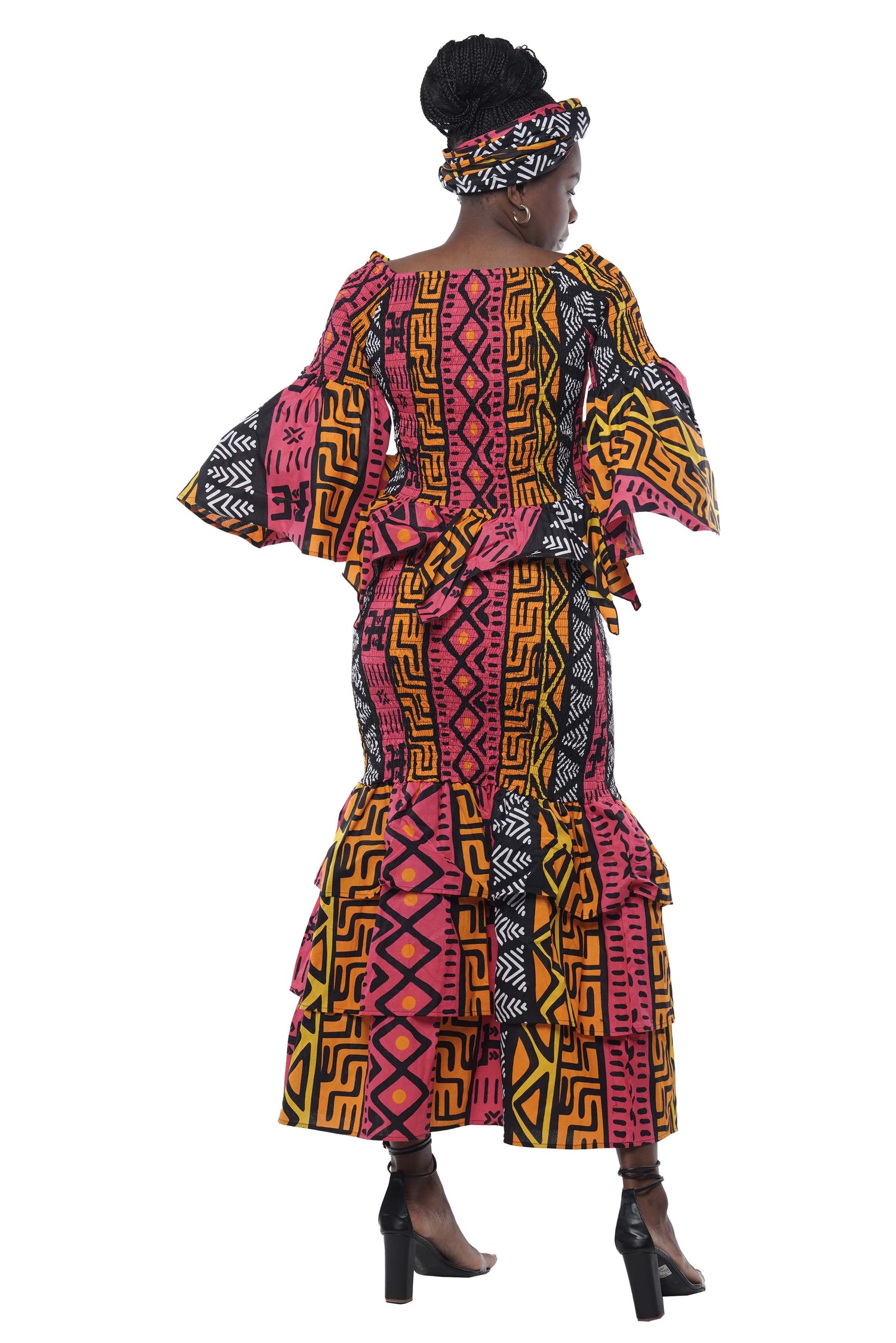 African Zig Zag Hem Top and Fish Tail Skirt Set