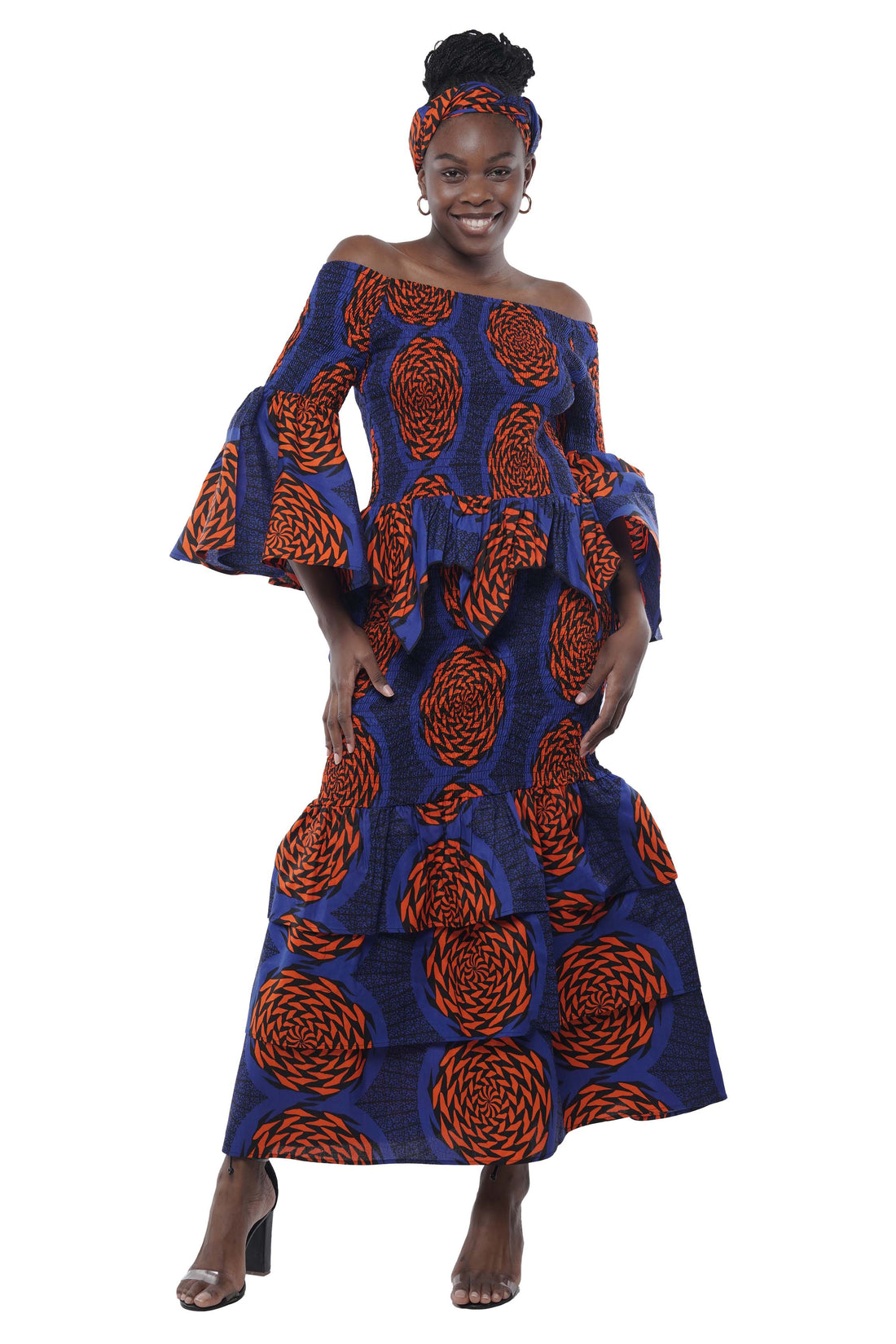 African Zig Zag Hem Top and Fish Tail Skirt Set