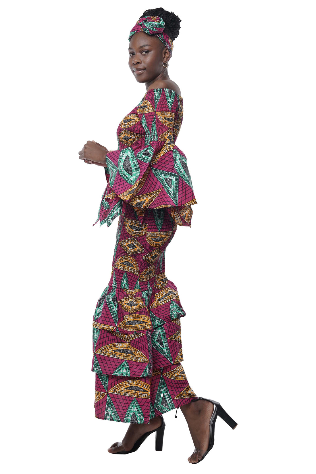 African Zig Zag Hem Top and Fish Tail Skirt Set