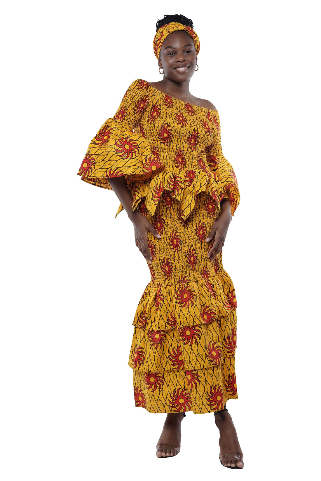 African Zig Zag Hem Top and Fish Tail Skirt Set