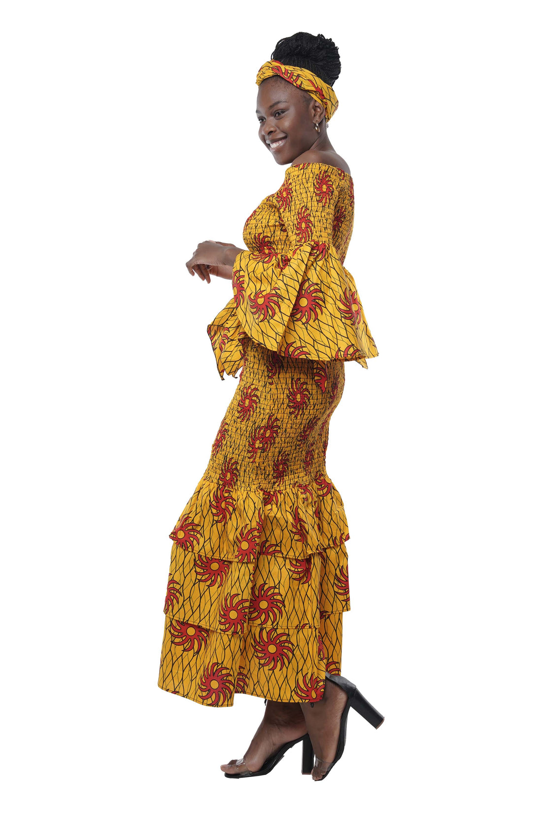 African Zig Zag Hem Top and Fish Tail Skirt Set