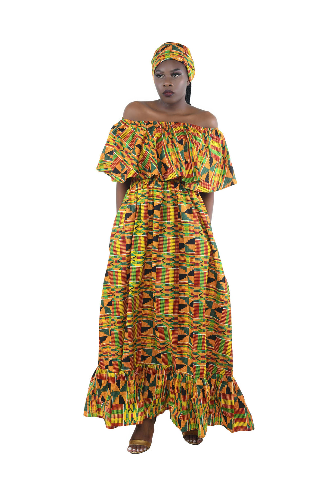 Ankara Printed Fit and Flare Maxi Dress