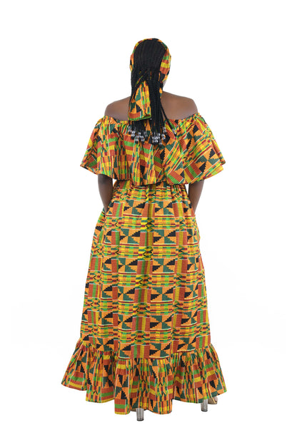 Ankara Printed Fit and Flare Maxi Dress