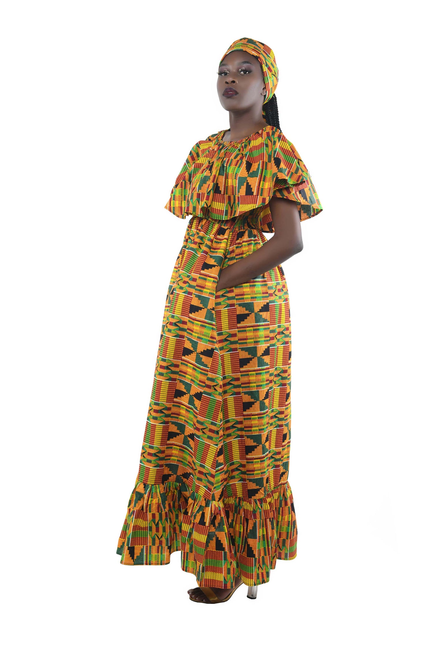 Ankara Printed Fit and Flare Maxi Dress