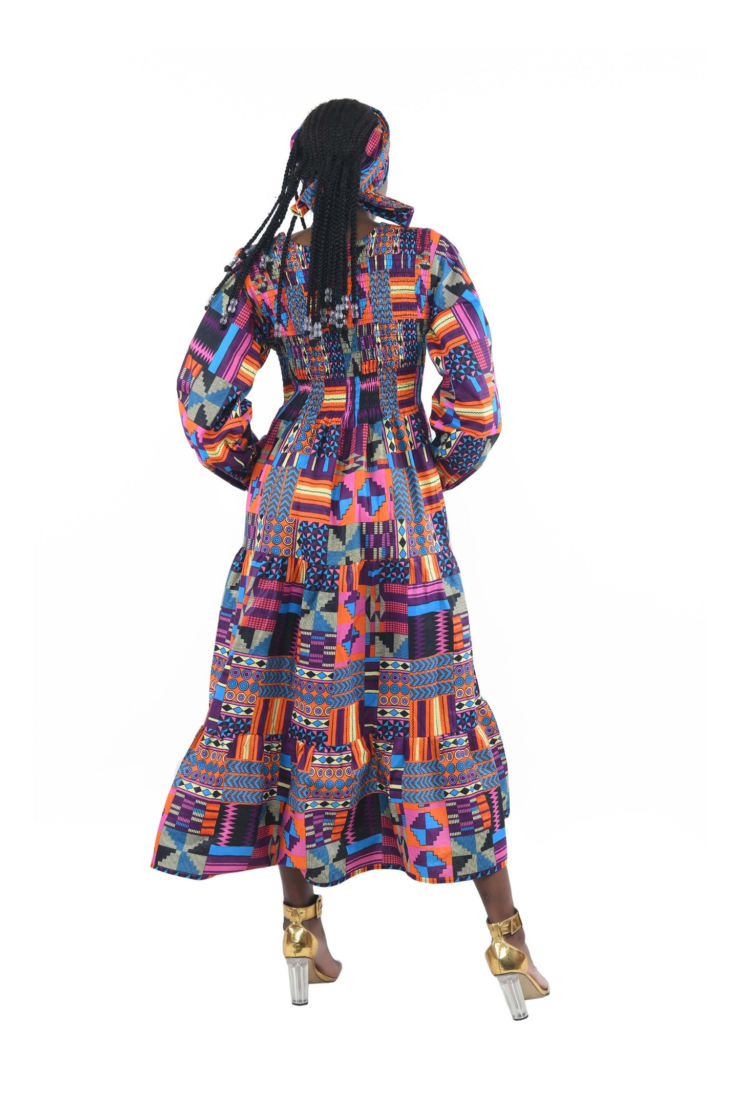 Ankara Printed Fit and Flare Maxi Dress