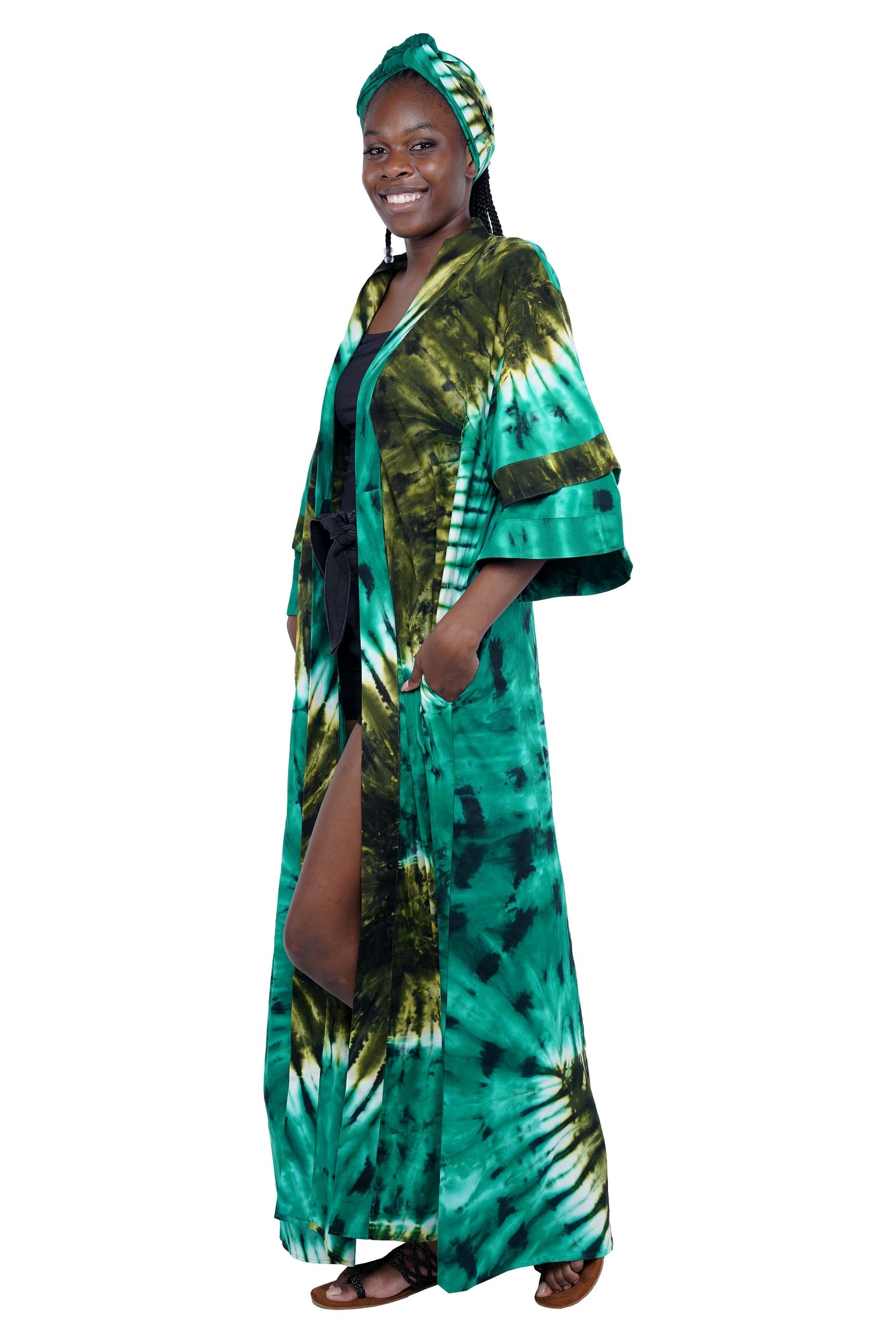 Tie &amp; Dye Long Kimono Jacket