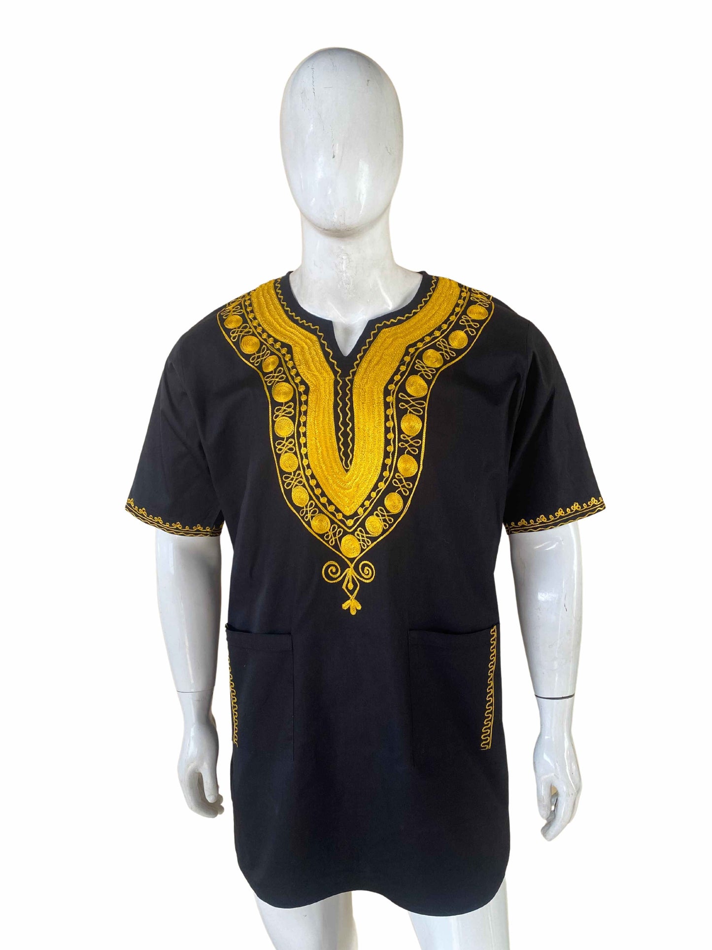 Black Gold Embroidered Shirt For Men