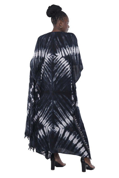 Embroidered Tie &amp; Dye Kaftan