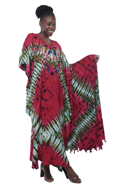 Embroidered Tie &amp; Dye Kaftan