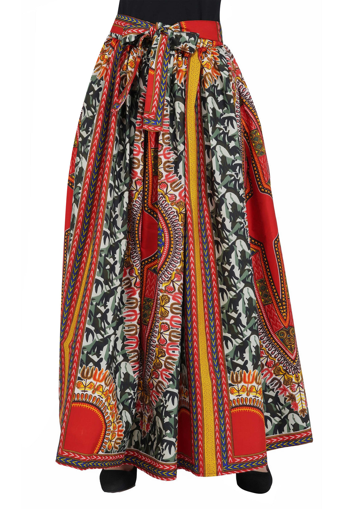 Dashiki Camouflage Long Maxi Skirt