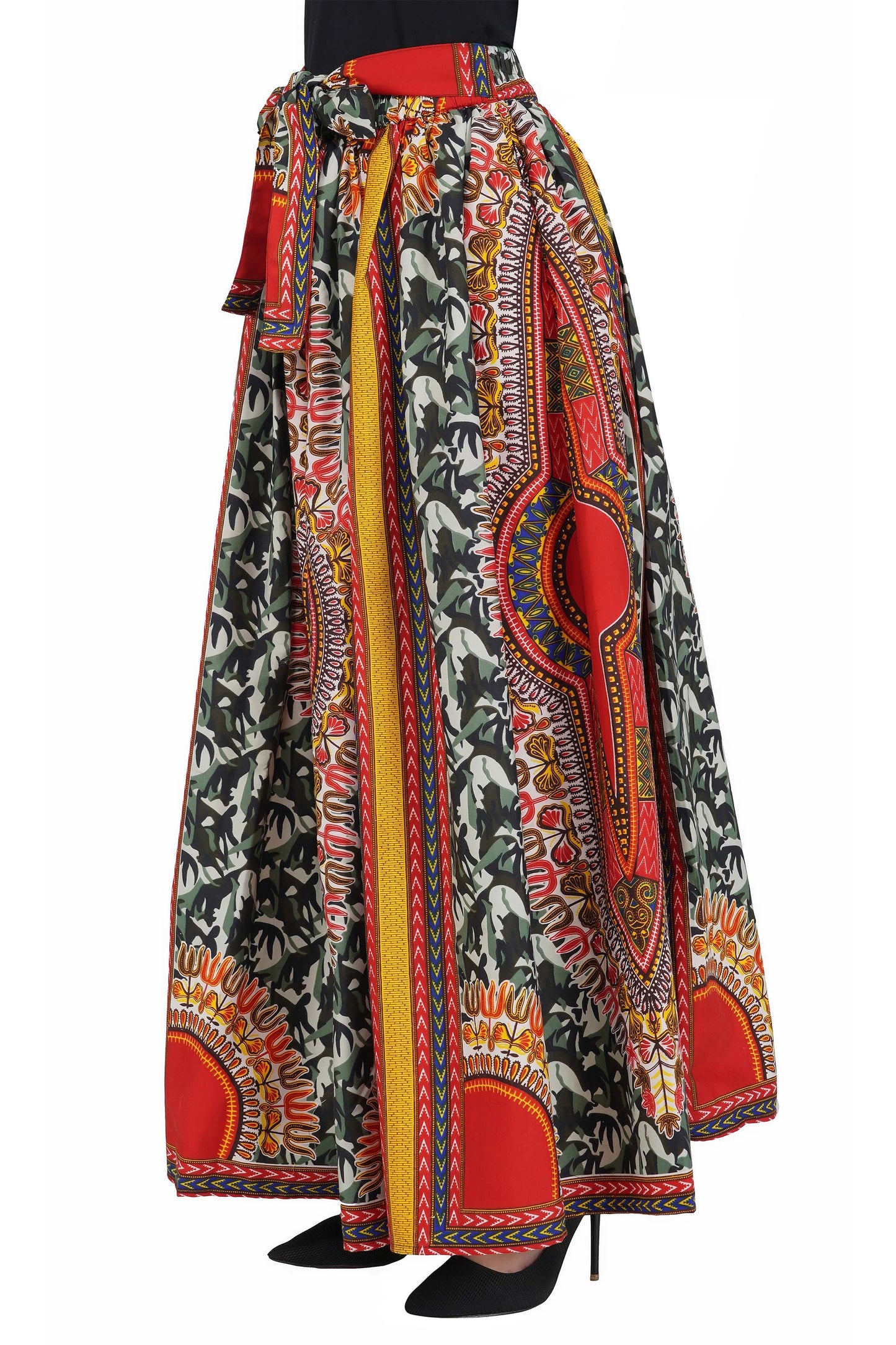 Dashiki Camouflage Long Maxi Skirt
