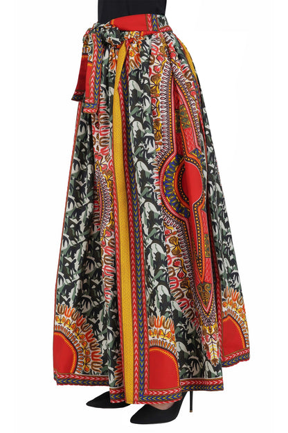 Dashiki Camouflage Long Maxi Skirt