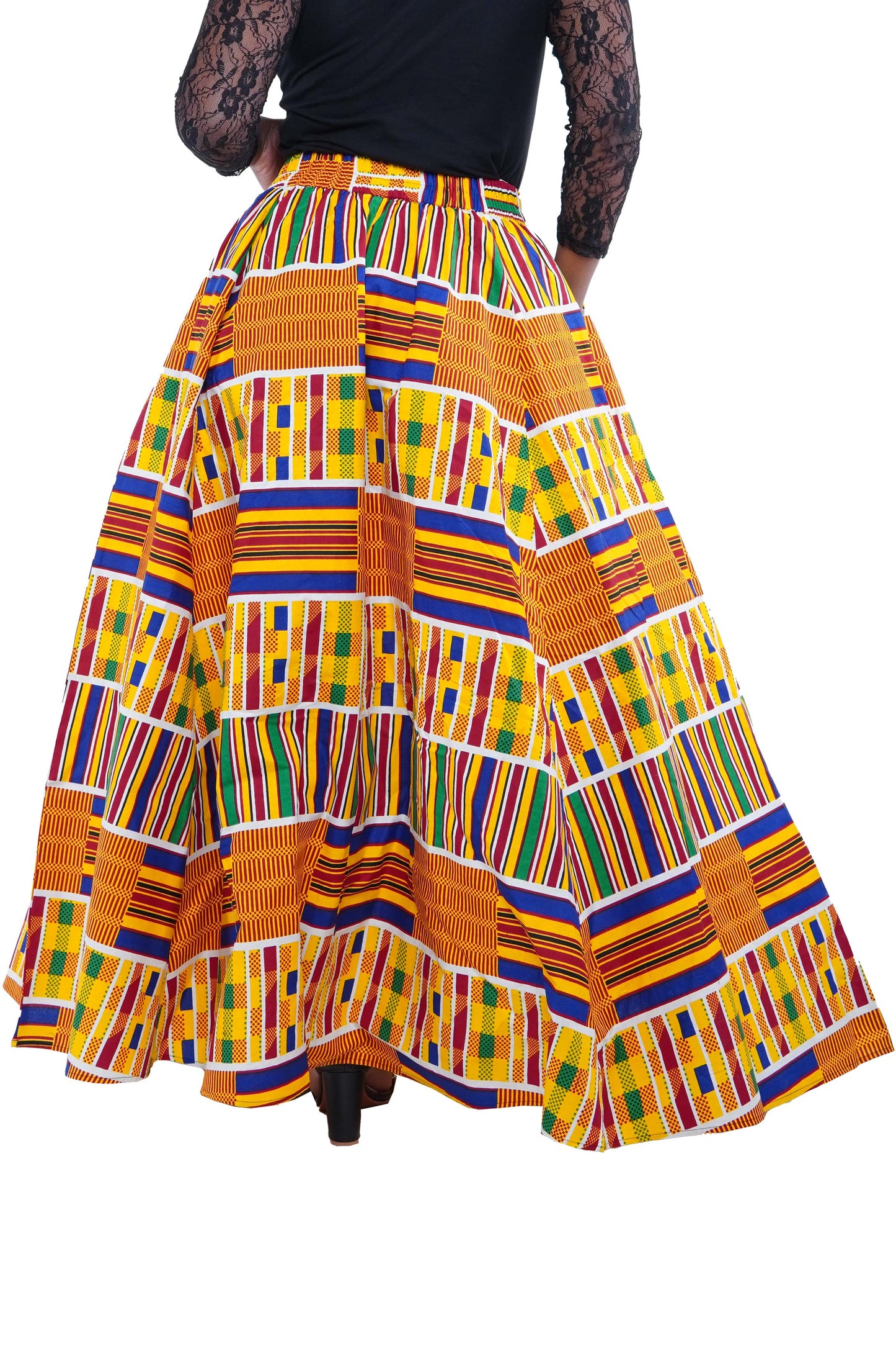 African Print Long Maxi Skirt With Matching Face Mask