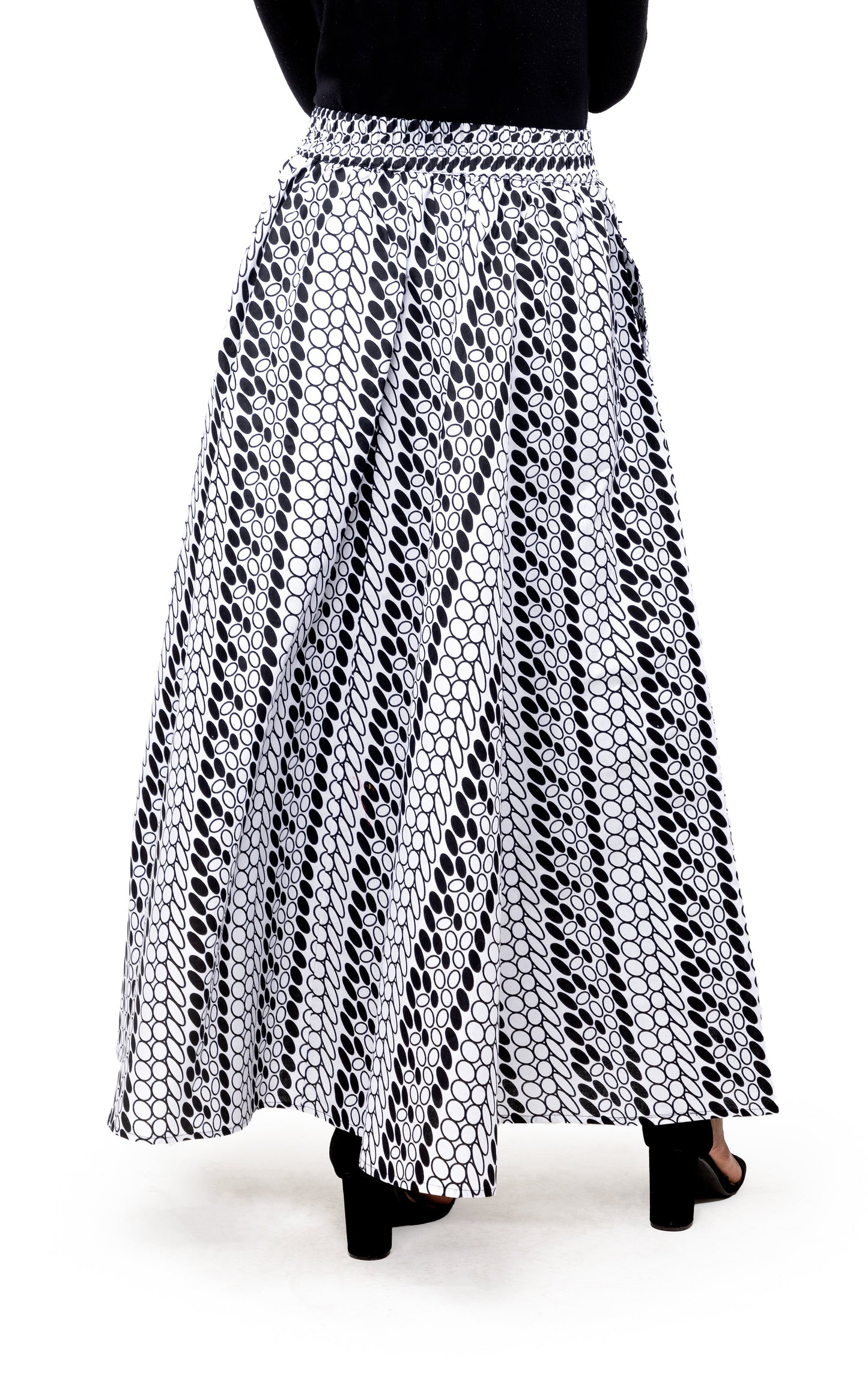 White Polka Dots Long Maxi Skirt