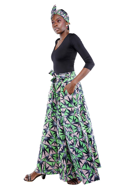 Ankara Long Maxi Skirt With Matching Face Mask