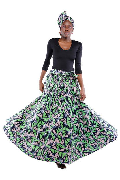 Ankara Long Maxi Skirt With Matching Face Mask