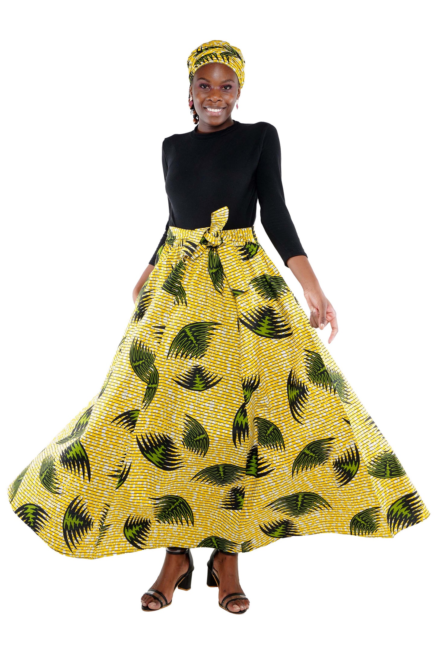 Ankara Long Maxi Skirt With Matching Face Mask