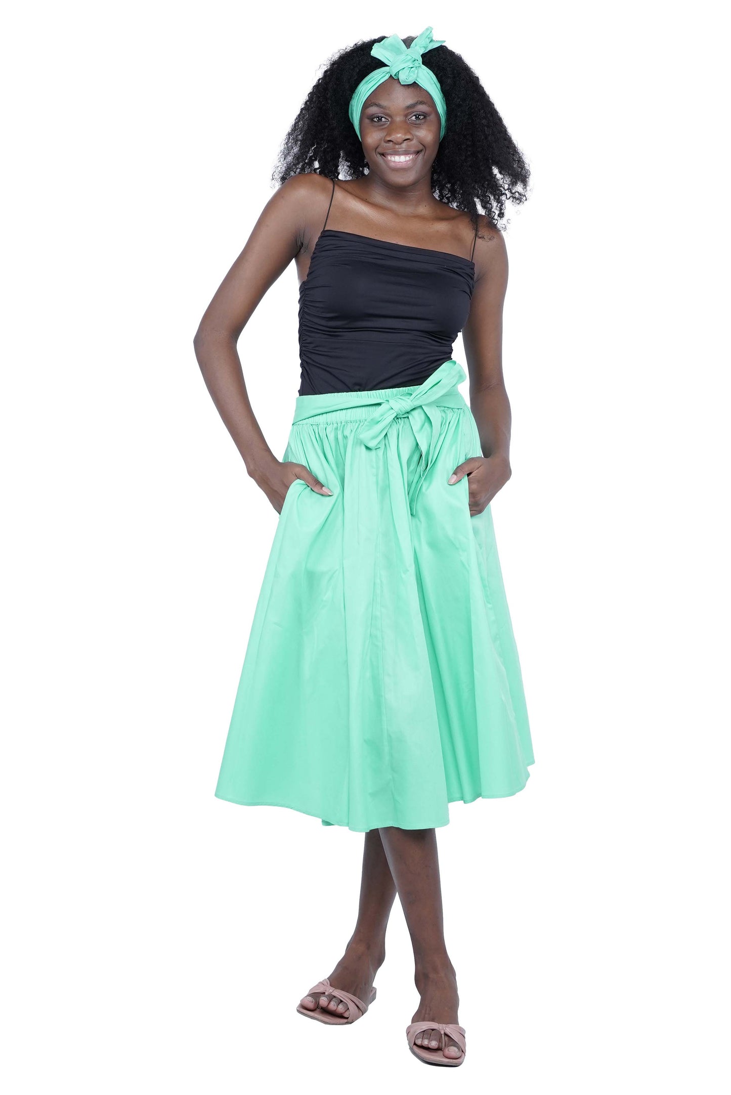 Solid Color Ladies Midi Skirt