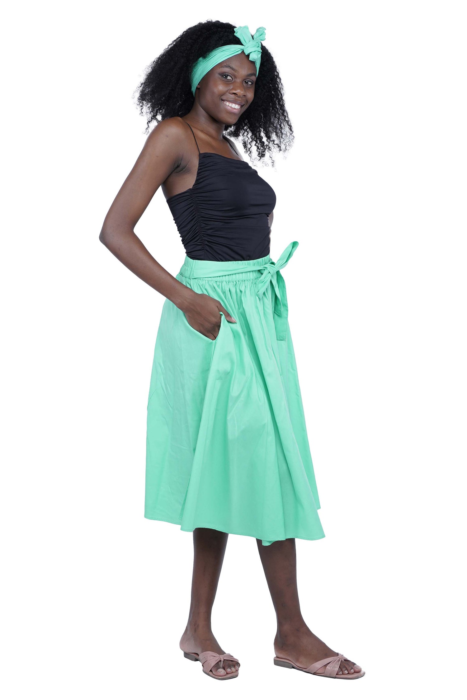 Solid Color Ladies Midi Skirt