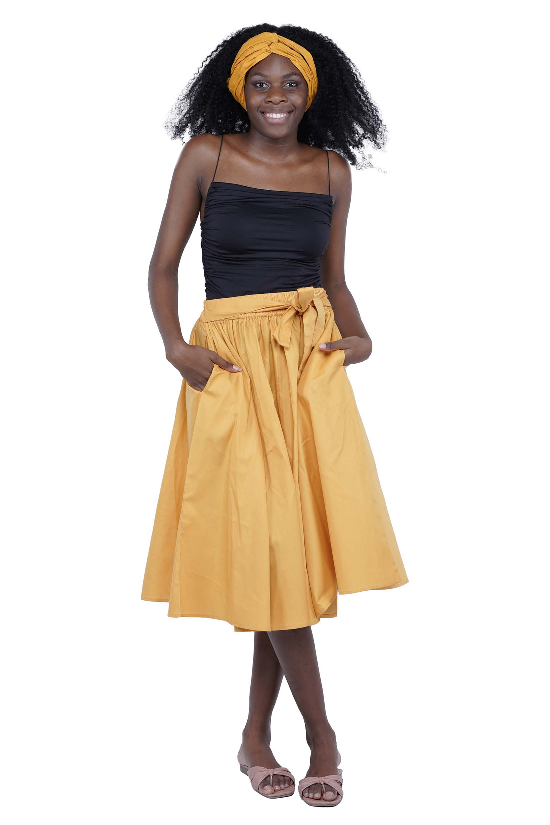 Solid Color Ladies Midi Skirt