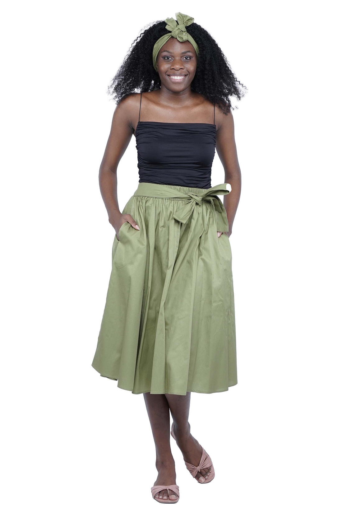 Solid Color Ladies Midi Skirt