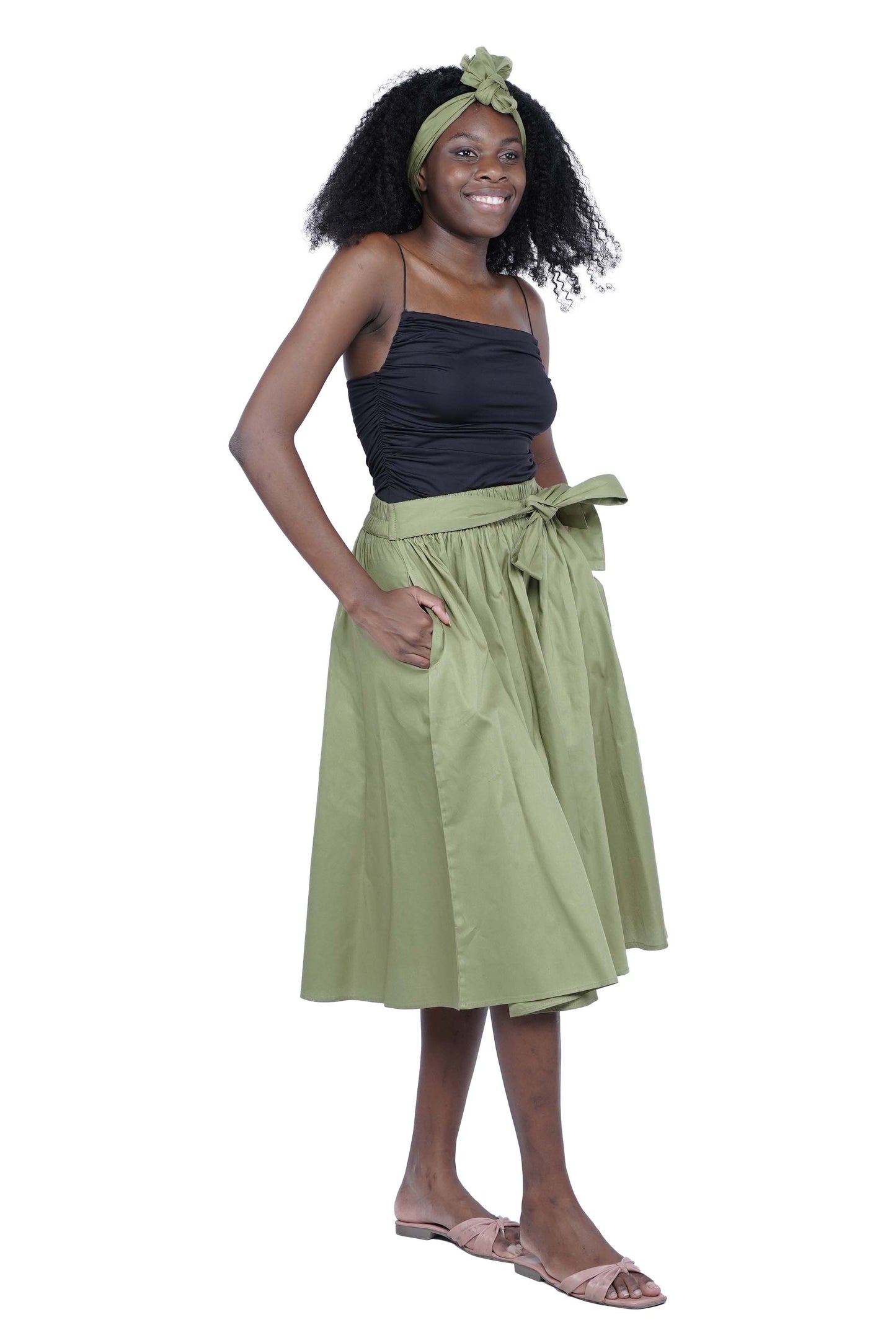 Solid Color Ladies Midi Skirt