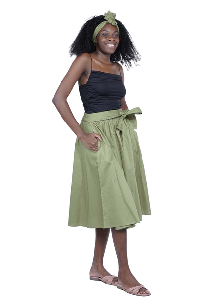 Solid Color Ladies Midi Skirt