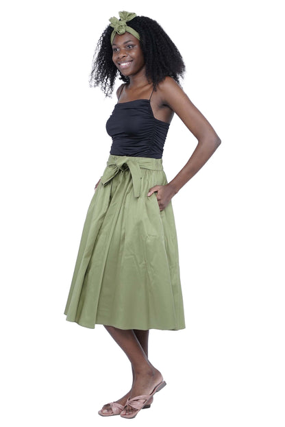 Solid Color Ladies Midi Skirt