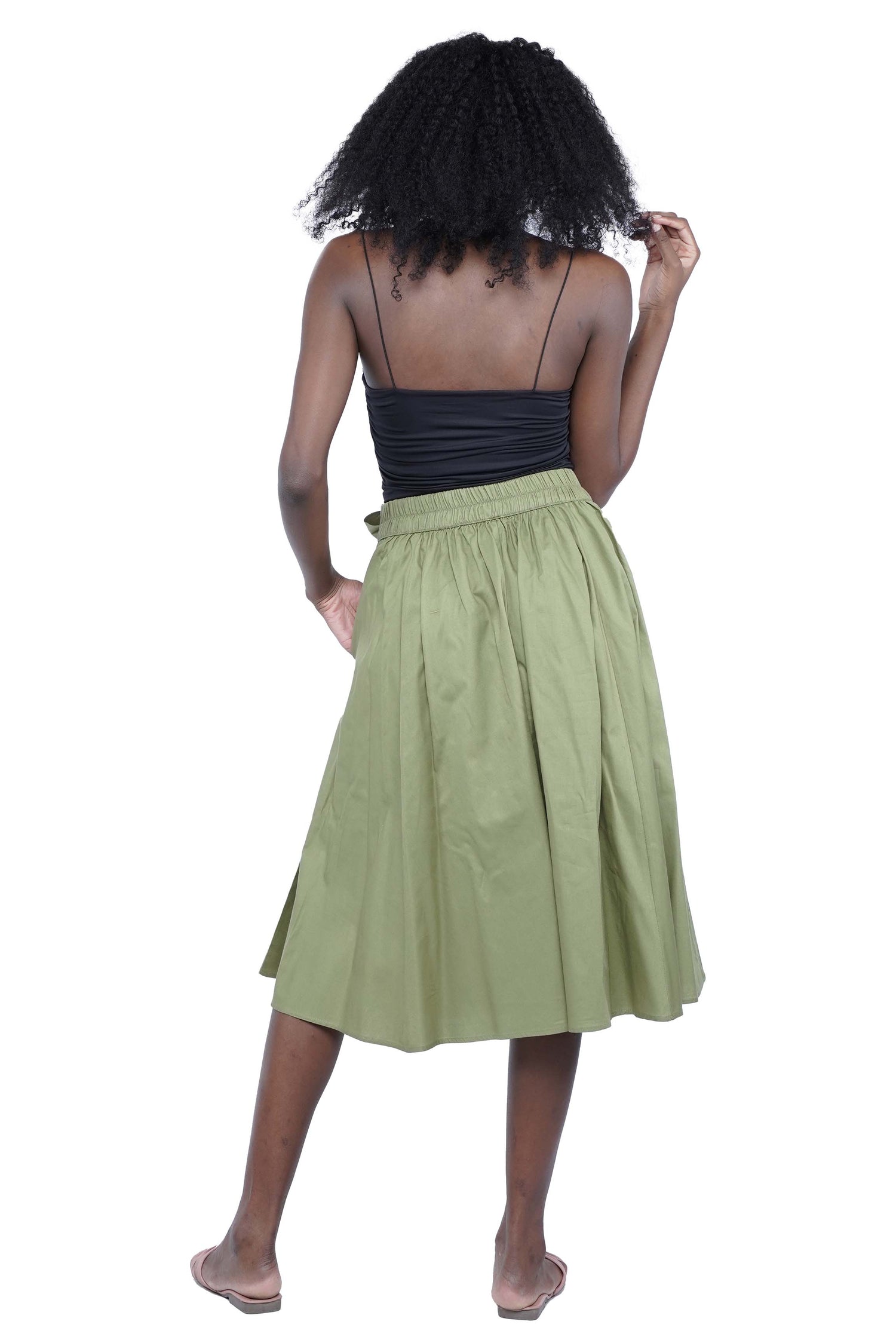 Solid Color Ladies Midi Skirt