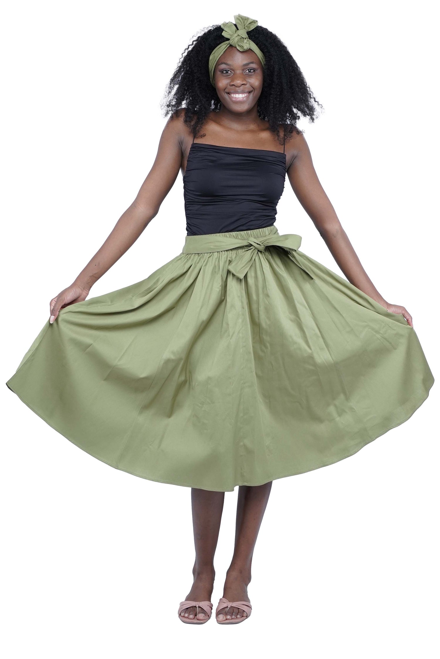 Solid Color Ladies Midi Skirt