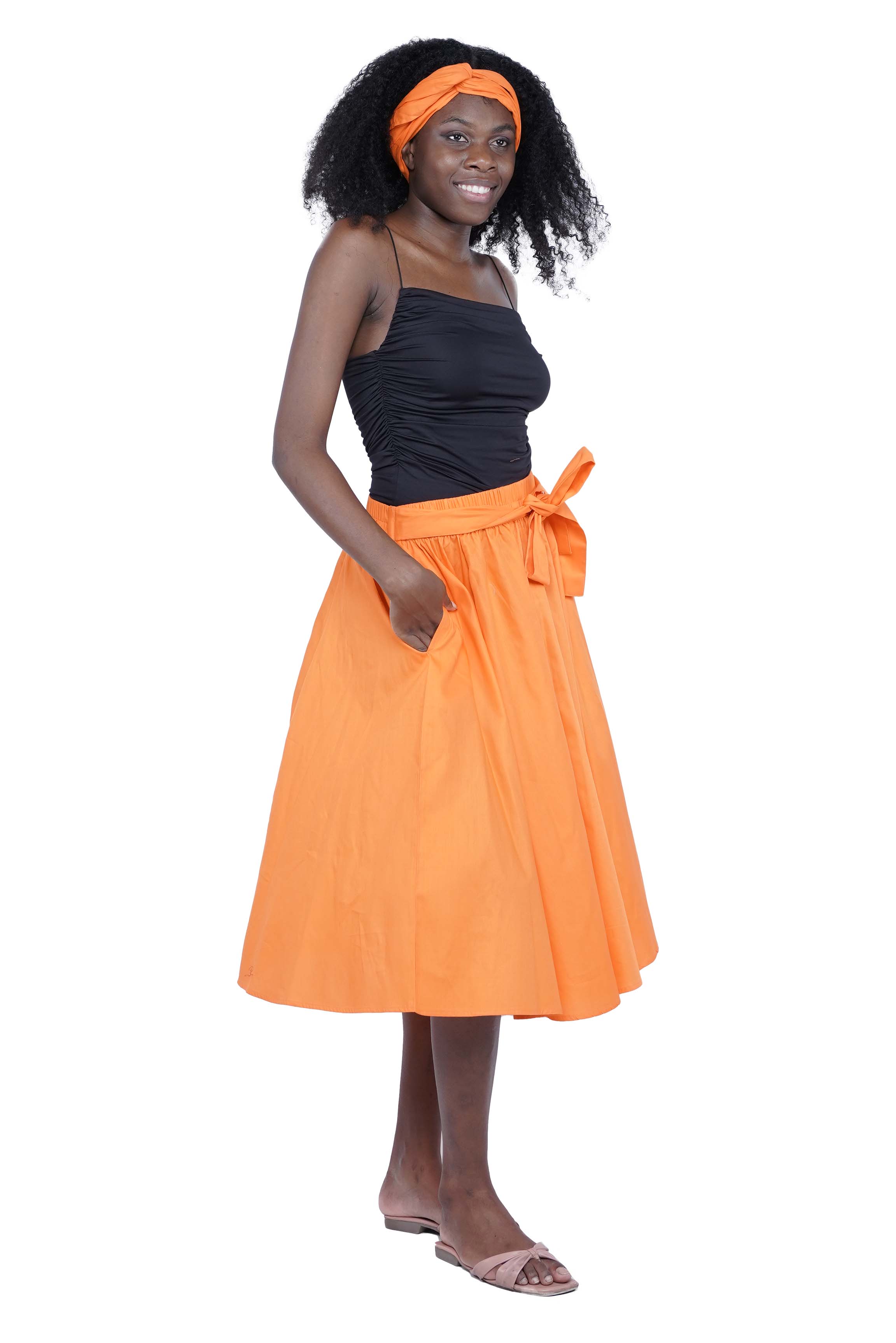 Solid Color Ladies Midi Skirt