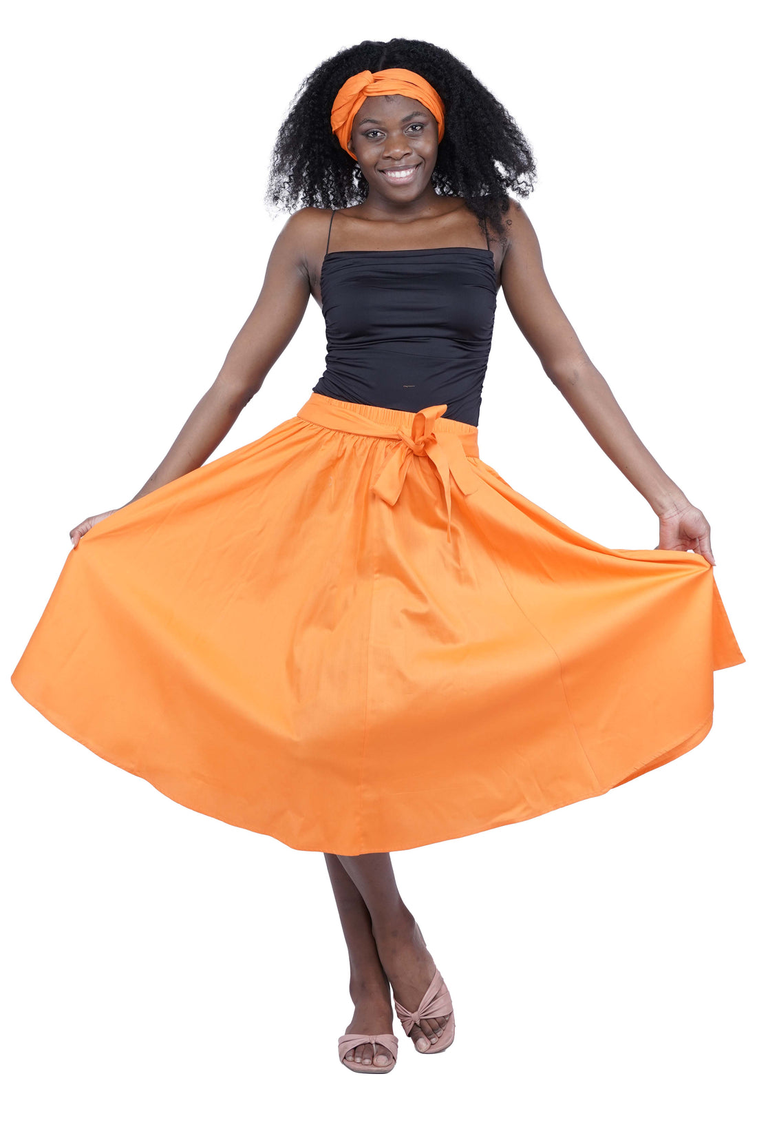 Solid Color Ladies Midi Skirt