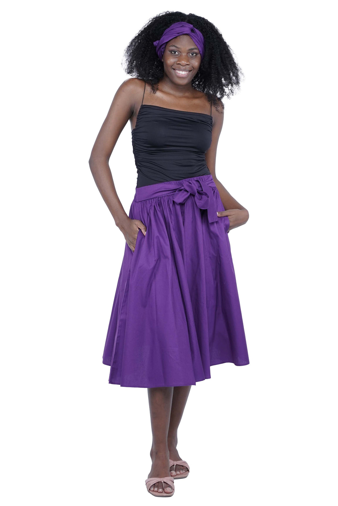 Solid Color Ladies Midi Skirt