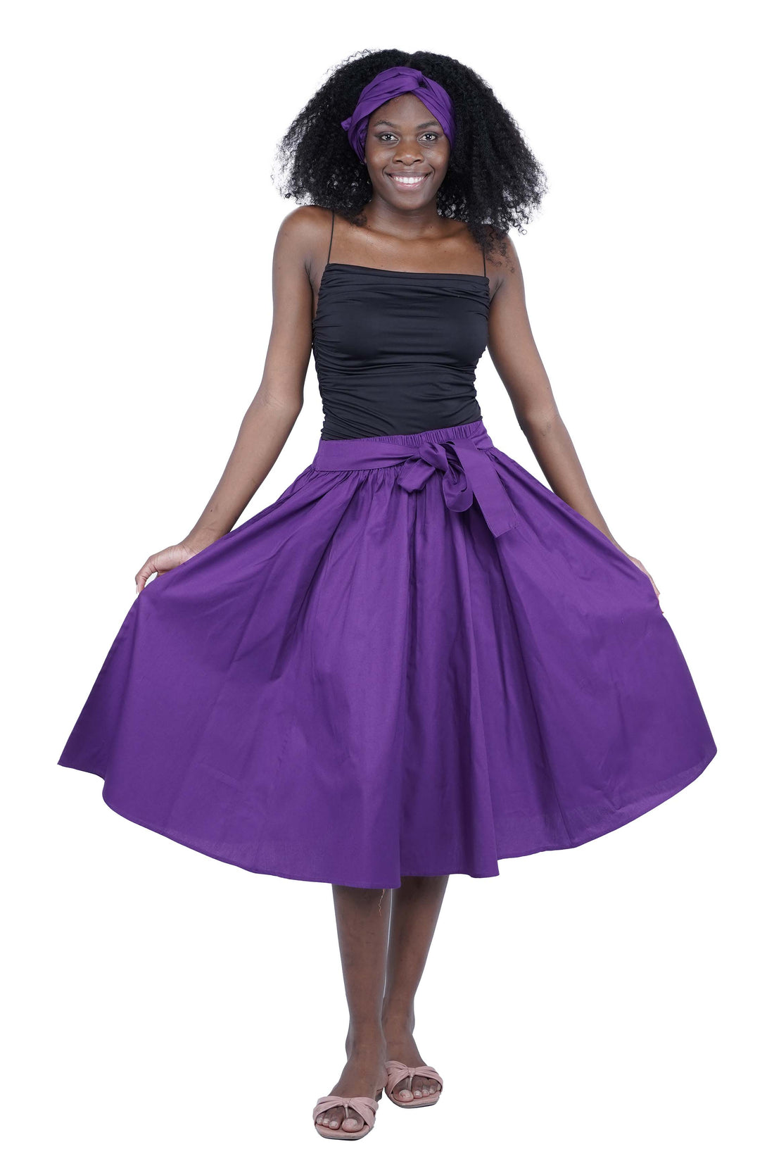 Solid Color Ladies Midi Skirt