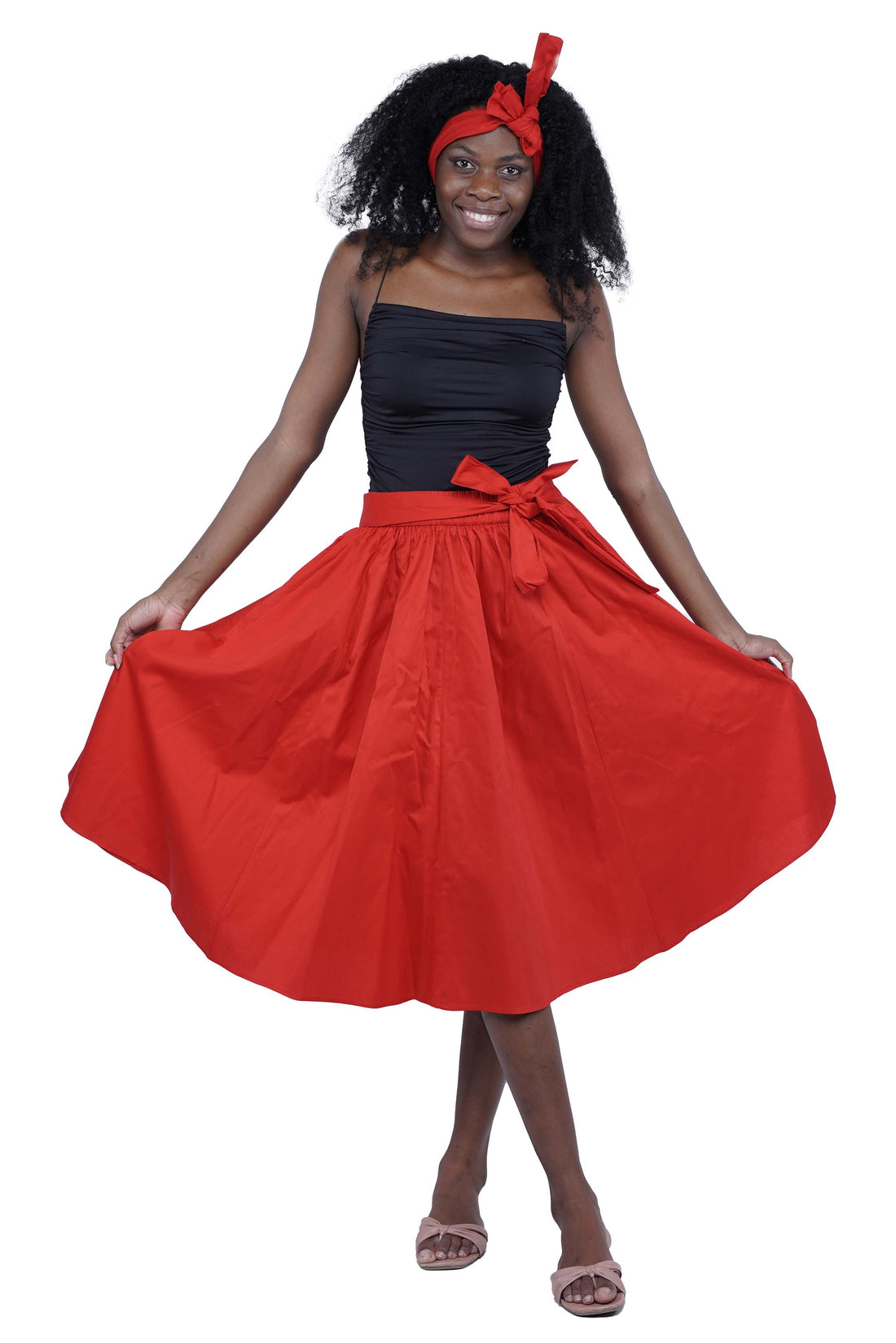 Solid Color Ladies Midi Skirt