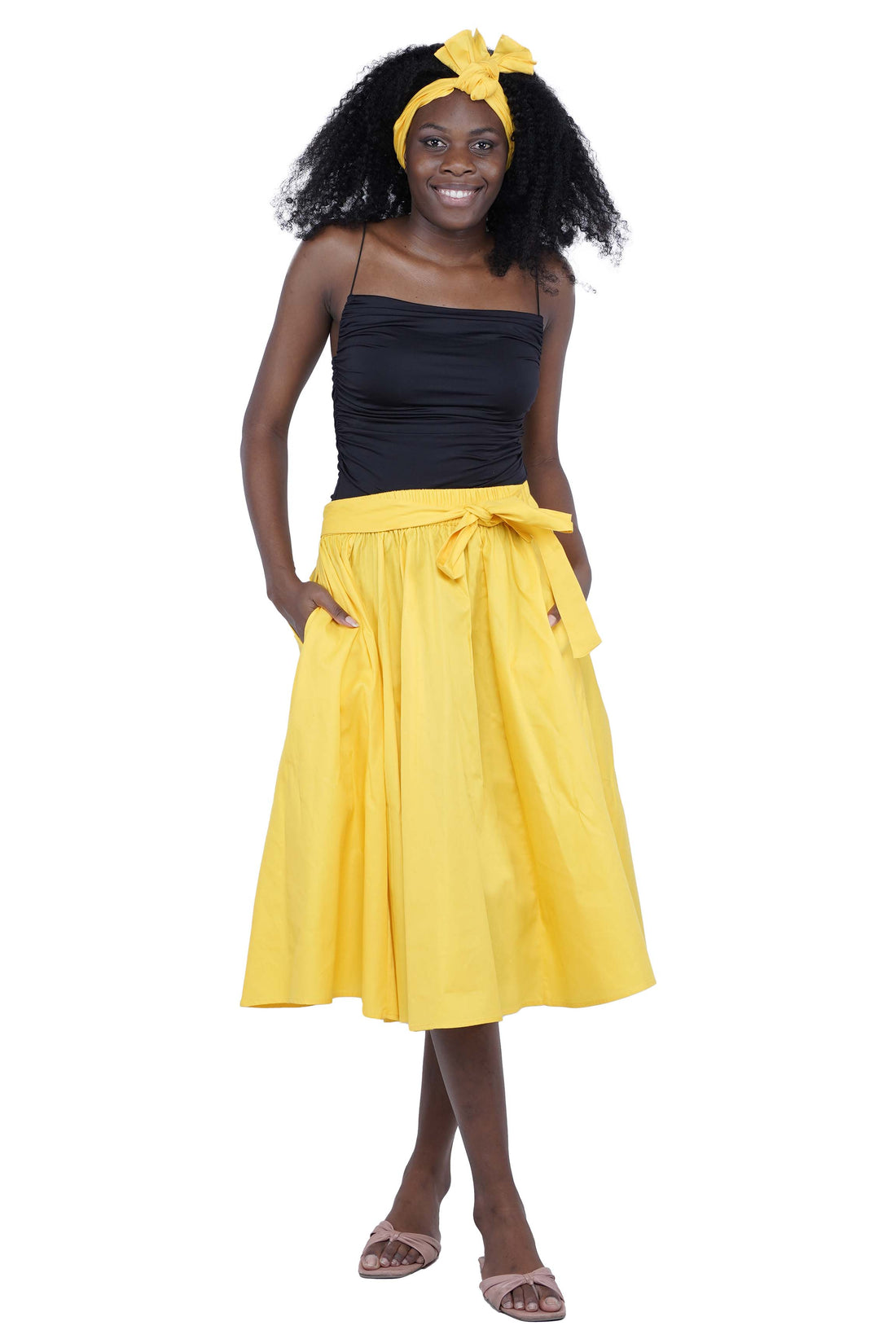 Solid Color Ladies Midi Skirt