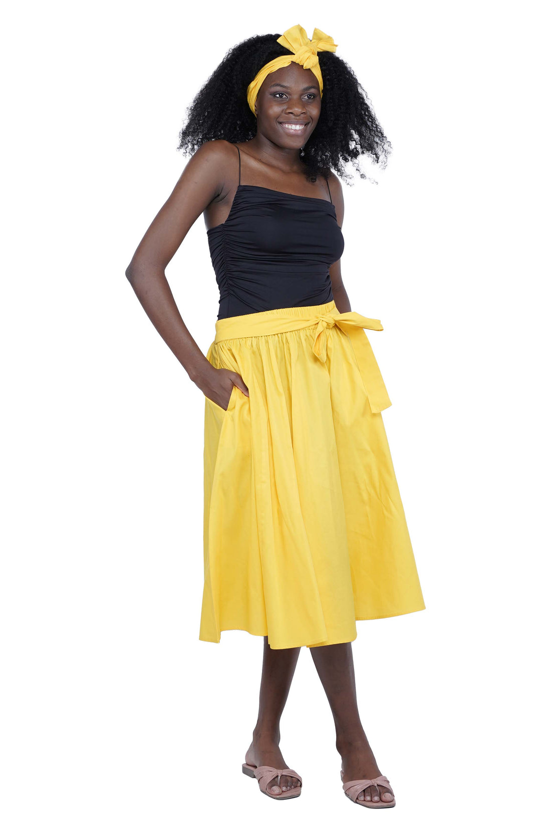 Solid Color Ladies Midi Skirt