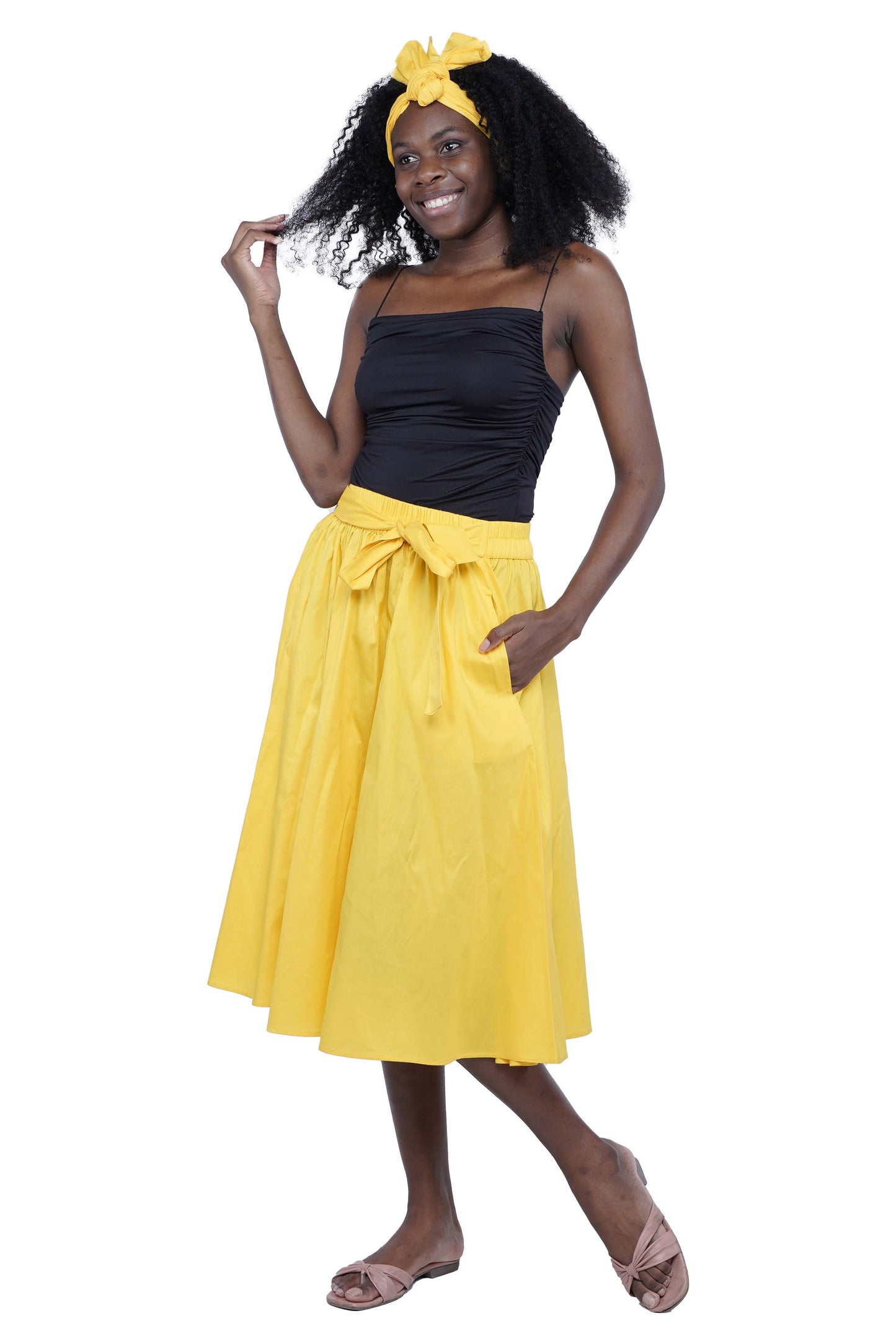 Solid Color Ladies Midi Skirt