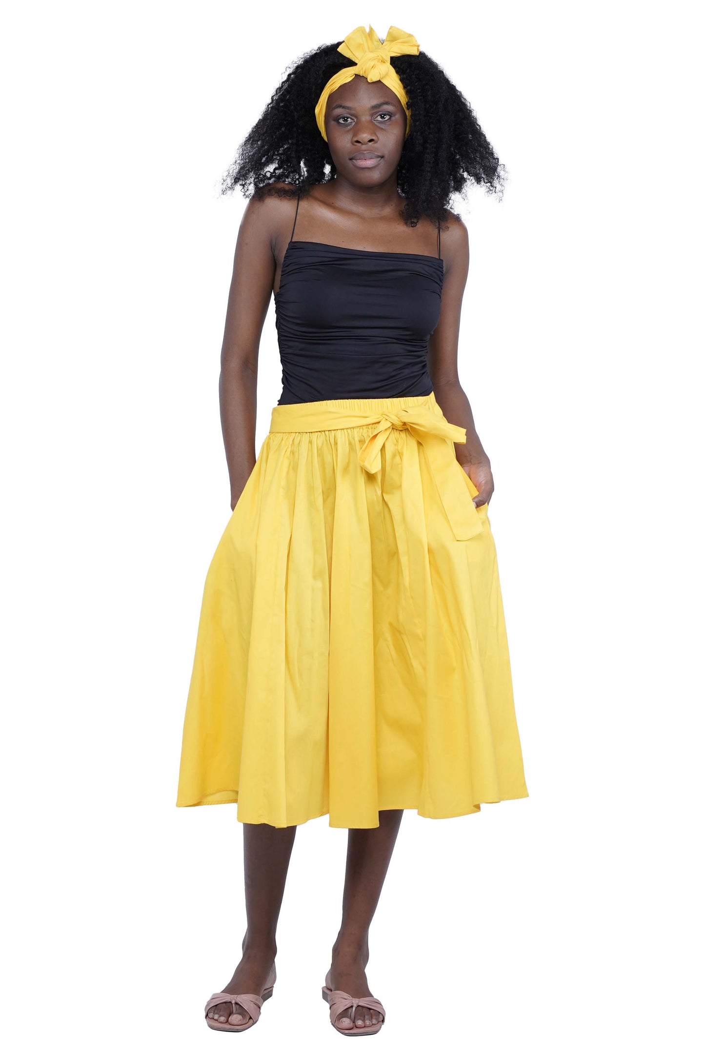 Solid Color Ladies Midi Skirt