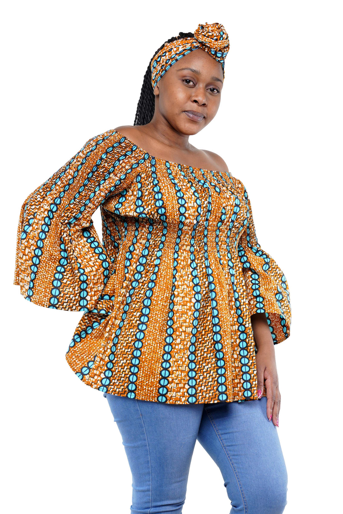 African Smoked Peplum Blouse